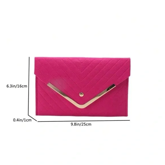 Hot Pink Chevron Envelope Bag - Medium Felt Flap - NWT - Picture 4 of 9